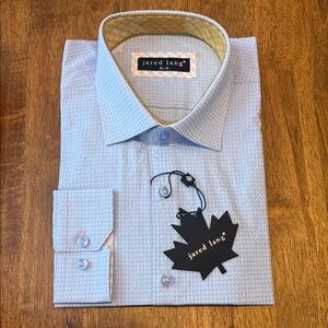 Jared Lang Sky Blue Geometric Dress Shirt